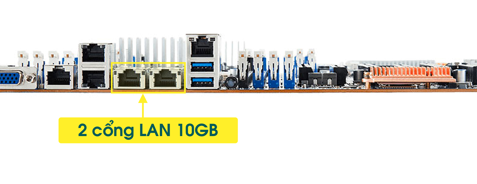 Gigabyte MD71-HBO còn được trang bị 2 cổng LAN tốc độ khủng 10GBs
