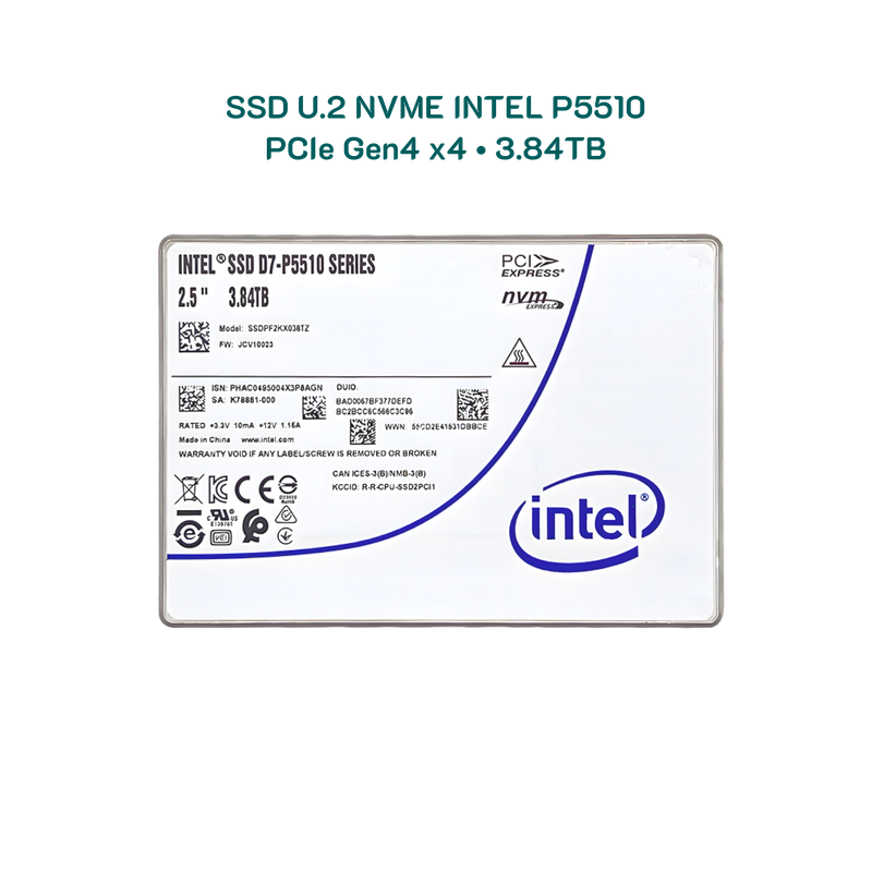 Ổ cứng 3.84TB Intel P5510 U.2 NVMe PCIe 4.0 x4 chuẩn Enterprise