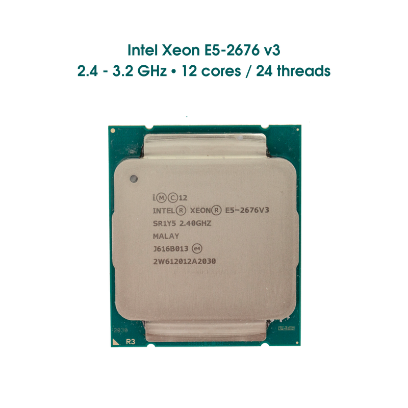 CPU Intel Xeon E5-2676 v3 / 2.4 - 3.2 GHz / 12 core - 24 threads