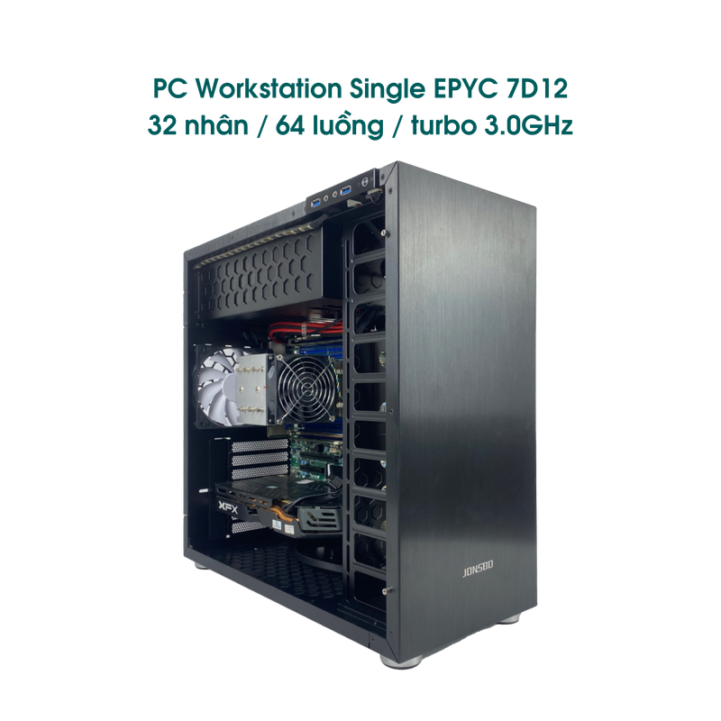 PC Workstation EPYC 7D12 32 nhân / 64 luồng / turbo 3.0GHz / TDP chỉ 85W siêu tiết kiệm điện