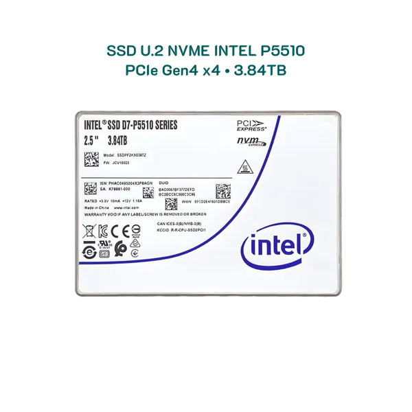 Ổ cứng 3.84TB Intel P5510 U.2 NVMe PCIe 4.0 x4 chuẩn Enterprise